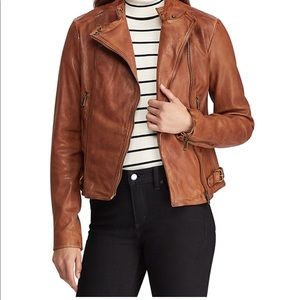 Lauren by Ralph Lauren Moto Leather Jacket